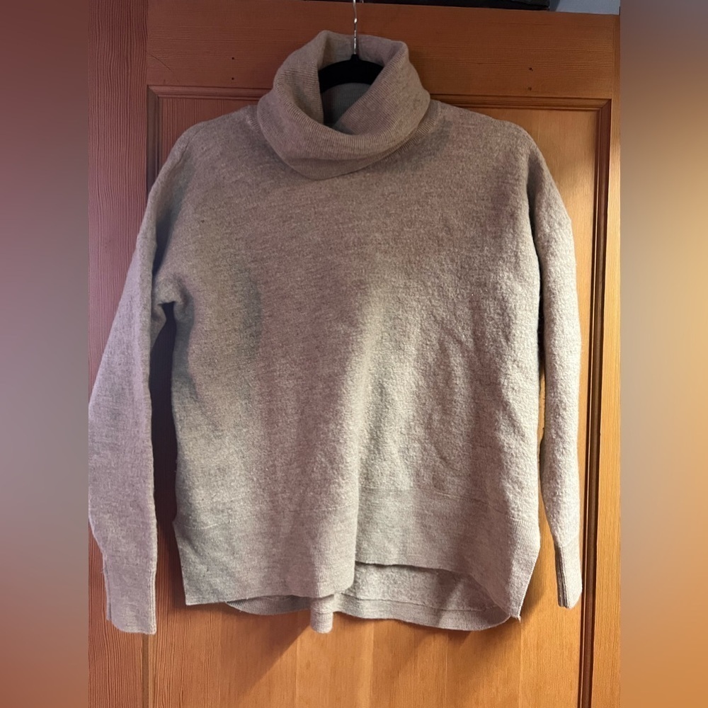 Madewell 100% merino wool turtleneck boxy sweater camel tan oversized small